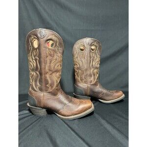 Tony Lama Cowboy Boots Embroidered Brown Leather Men 10D Interior Flaw Nashville